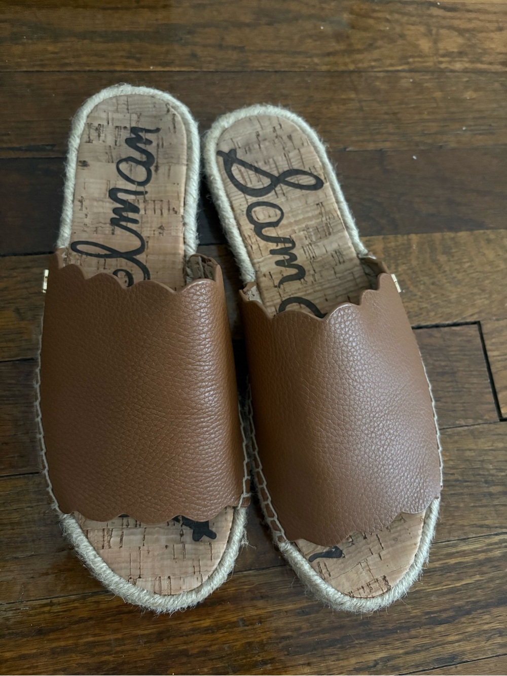 Sam Edelman Brown Scalloped Slide Sandals
